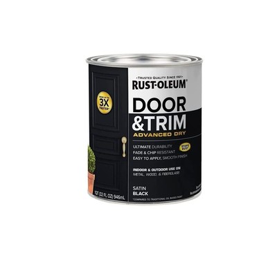 Rust Oleum Quart Satin Black Door Trim Paint Water Based Durable Indoor Outdoor