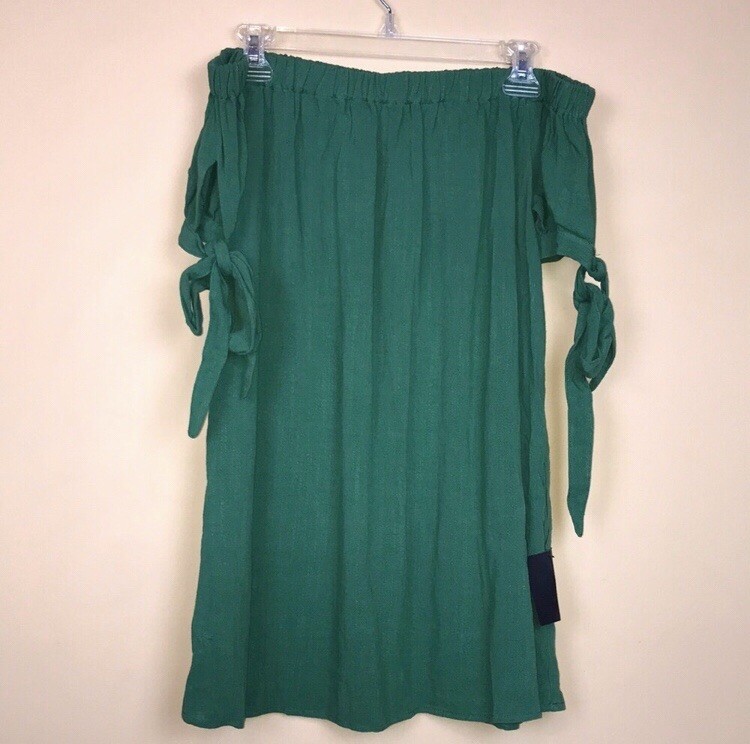NWT Lulus Women's Off the Shoulder Cuffs Tie Kelly Green Shift Mini Dress  Sz M | eBay