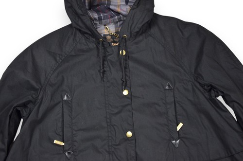 Women's Barbour Proclaim Short Jacket Wax Black Hooded England Size 10 - Picture 3 of 14