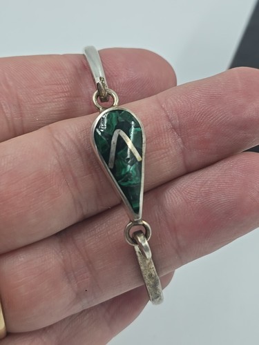 Sterling Silver And Malachite Cuff Bracelet - Picture 2 of 6
