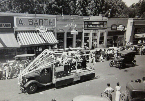 Vintage Chico CA Photos Downtown Parade Floats Businesses Cars Motorcycles 1940s