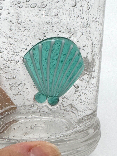 Vaso de vidrio soplado a mano DOF Lowball 10 oz almeja azul aguamarina ÚNICO - Imagen 2 de 6