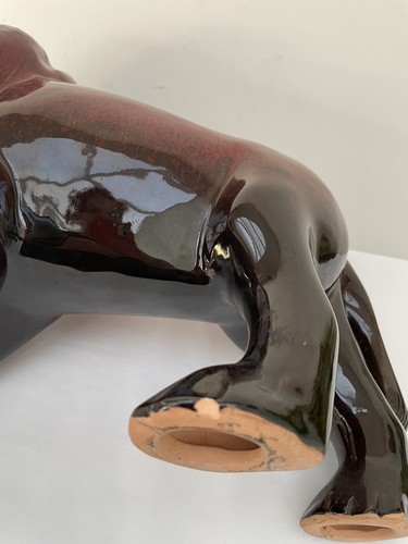 Leone Smaltato Vintage Grande Stile Bitossi Ceramica Rosso - Foto 7 di 7