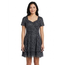 Vintage Nite Kraze Floral Lace Sequin Sweetheart Dress Women Size 9/10