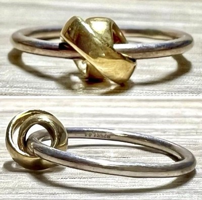 Designer Trollbeads  Neverending  Sterling Silver & 18K Gold Band Ring, Size 5.5