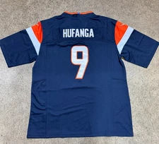 Denver Broncos Talanoa Hufanga Jersey # 9 Blue with Captain Patch