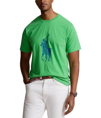 Polo Ralph Lauren 4XLT Vineyard Green Big Pony Jersey Paint Splatter T-Shirt
