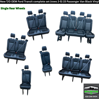mi様 Ford Transit 2015-26 OEM New Black Vinyl 13 Seat Set 15 Pass. Van
