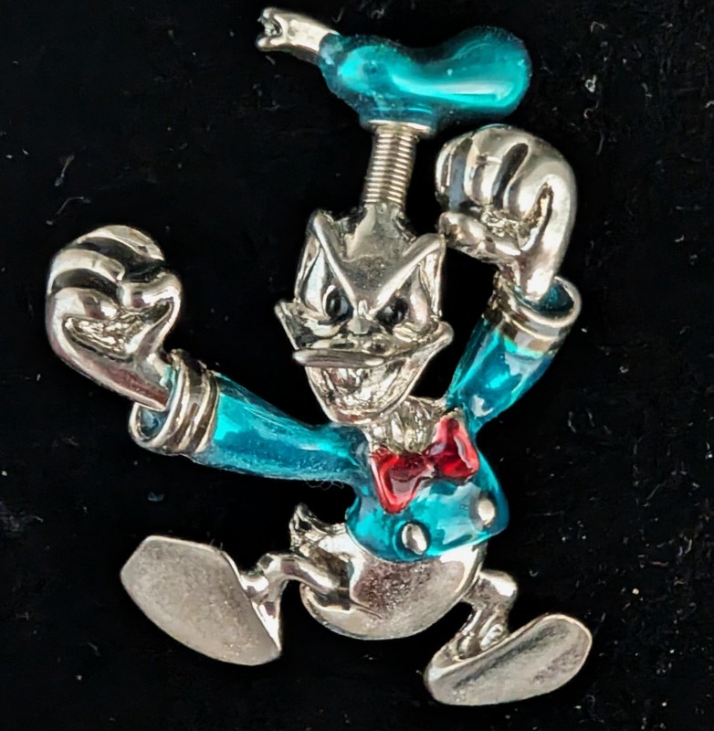 Disney Angry Donald Duck Trembler Pin Cartoon Character Brooch