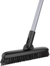 MR.SIGA Heavy Duty Grout Scrub Brush with Long Handle, Shower Floor Scrubber for