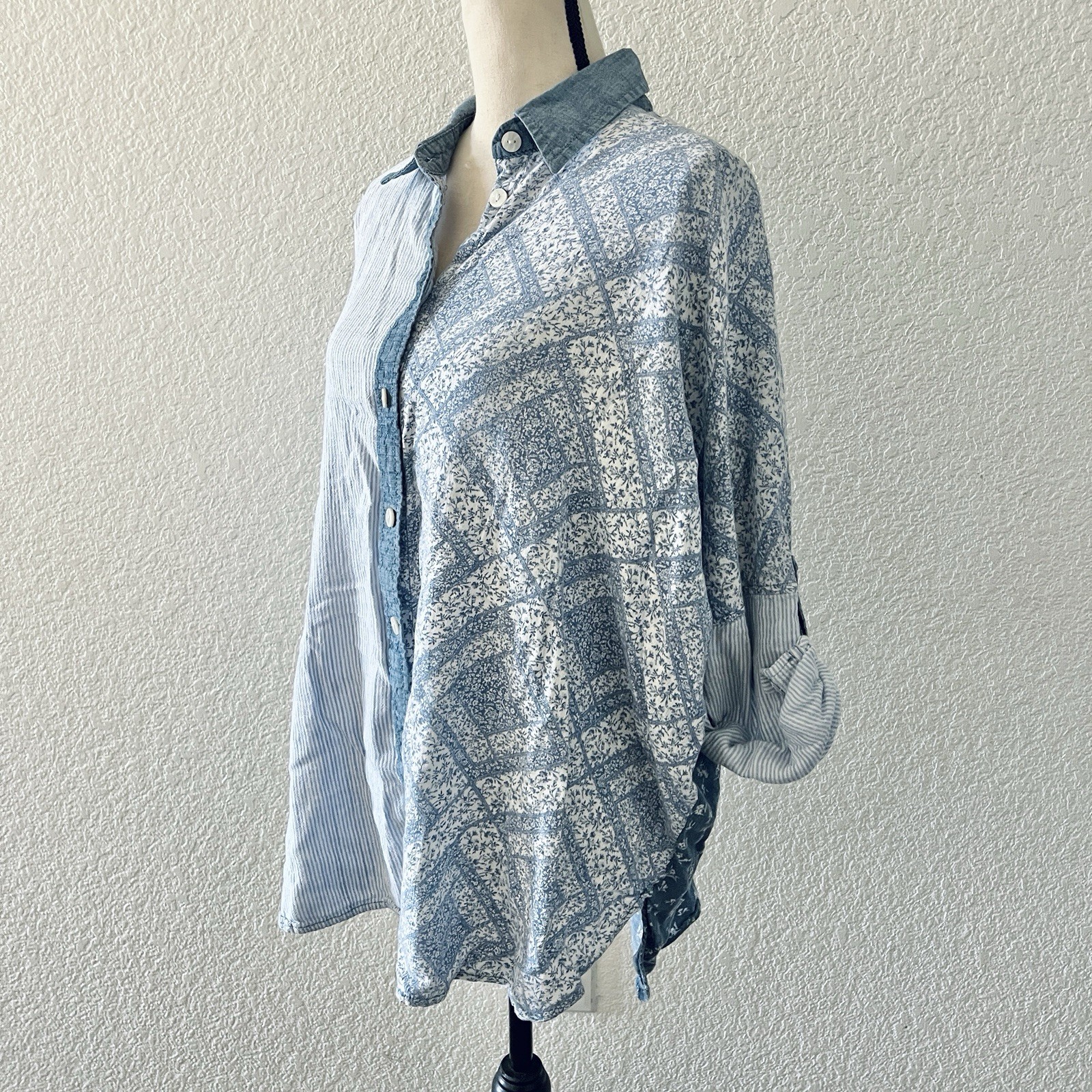 American Eagle Size XS Oversized Patchwork Denim … - image 4