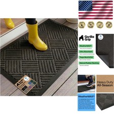 Waterproof All-Season WeatherMAX Doormat 29x17 in Gray Diamond - Stain Resistant