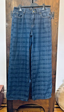 Lioness Womens Jeans Indigo Top Model Plaid Straight Leg Denim Pants Size M