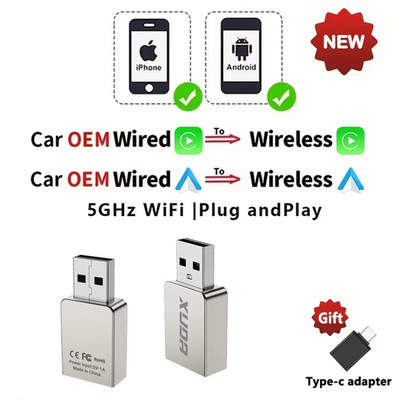 2025 Wireless Carplay Android Auto Wireless Adapter Smart Mini Box Plug and Play