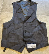 Chaps Suit Separates Vest Mens Medium Gray 100% Wool Classic Knit NWT