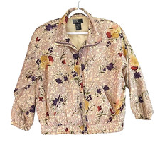 EVR Silk Track Suit Jacket Sz Large Floral Print 90s Retro Cotragecore