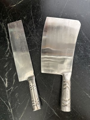 Vintage Ho Ching Kee Lee Chinese Cleaver Knife Set of 2 Stainless Steel