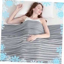 Cooling Throw Blanket for Hot Sleepers,Double Throw XL 50"x70" Grey Stripe