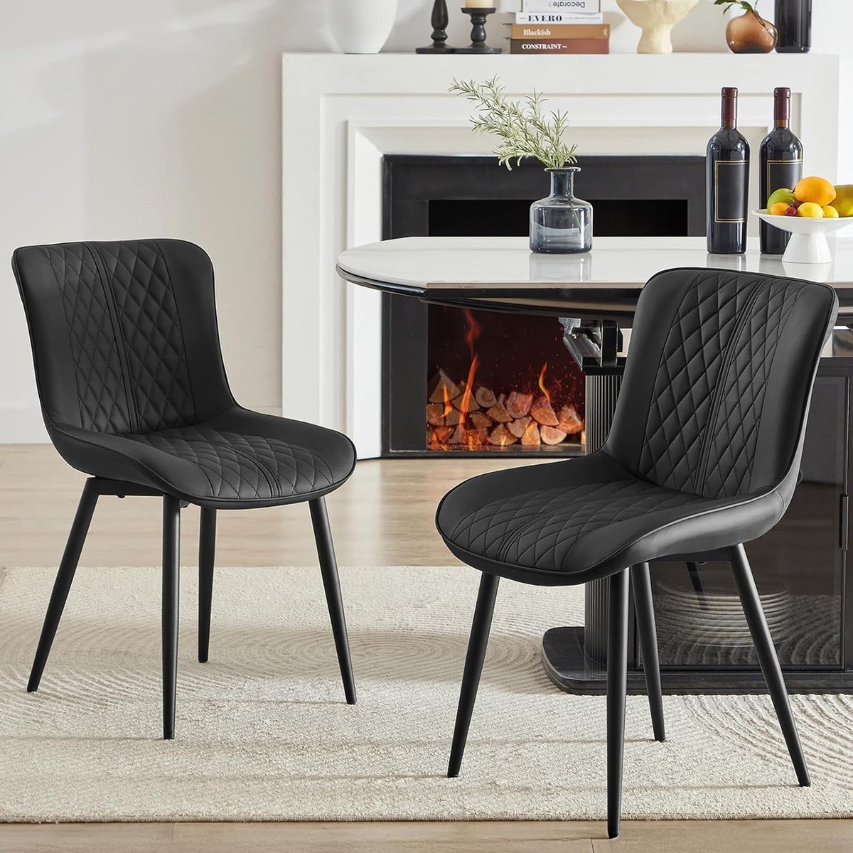 Upholstered Dining Chairs Set of 2/4/6 Leather Kitchen Chairs