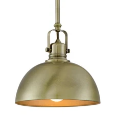 Kira Home Belle 9" Contemporary Industrial 1-Light Pendant Light, Brushed Brass
