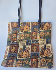 "Bolso de hombro tapiz vintage amigable con estampado de gato felino 13"" correas superiores con cremallera"