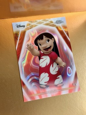 2026 Topps Disney Neon Lilo CHROME NEON ETCH RED REFRACTOR /5 #CNE-15 SSP