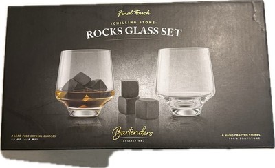 Final Touch Rocks Glass Set With Chilling Stones Set Of 2 With 6 Crafted Stones