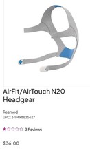 NEW Resmed AirFit Airtouch N20 Headgear 63561 Size STANDARD Free Shipping  
