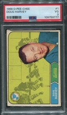 1968-69 OPC O-PEE-CHEE Doug Harvey #1 PSA 3 VG  St. Louis Blues