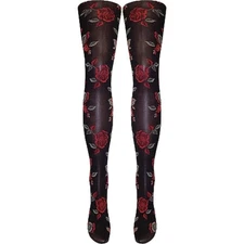 Rose Embossed Patterned Tights