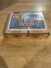 1980 Playskool Safety Signs Dominoes 28 Jumbo Wooden Collin & Shape Matching