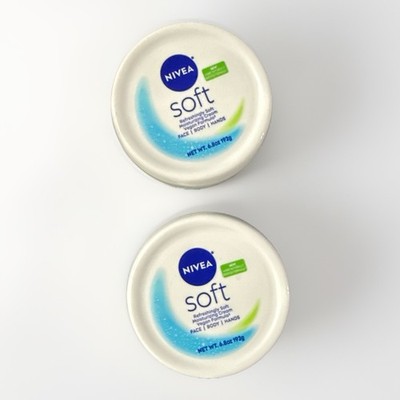 2 NIVEA Soft Moisturizing Cream Body Face Hand 6.8oz Vitamin E & Jojoba Vegan
