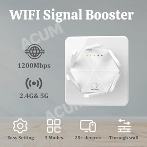 WiFi Répéteur d'extension de portée 1200Mbps Booster de signal sans fil de routeur 2.4G/5GHz