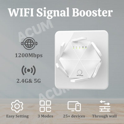 WiFi Range Extender Repeater 1200Mbps Wireless Router Signal Booster 2.4G/5GHz