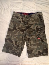 Levi's Cargo Shorts Youth Boys Sz 14 (27) Camouflage Green Flex Adjustable Waist