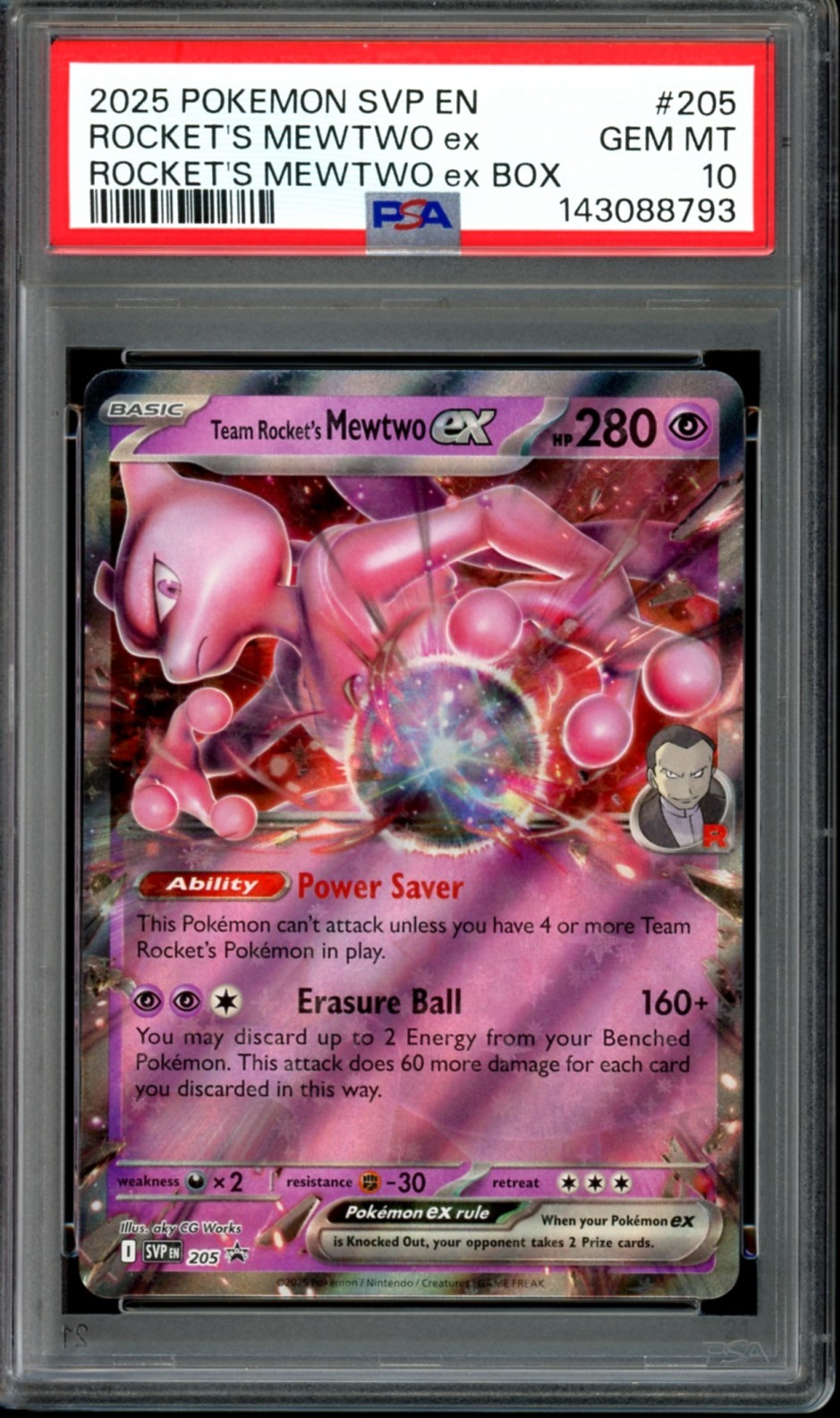 PSA 10 Team Rocket's Mewtwo EX Holo SVP 205 Black Star Promo Mewtwo EX Box