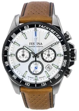 Festina Timeless Chronograph Tachymeter White Dial F20561-1 100M Mens Watch