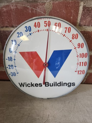 #ad #ad Antique Wickes Buildings Glass Front Thermometer $189.95