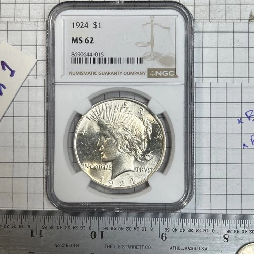 1924 $1 Peace Dollar. NGC MS-62. Free Shipping