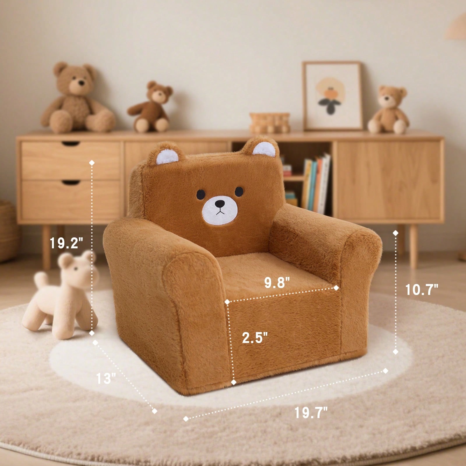 Square Toddller Chair, Comfy Foam Kids Armchair With Reading -Zenga