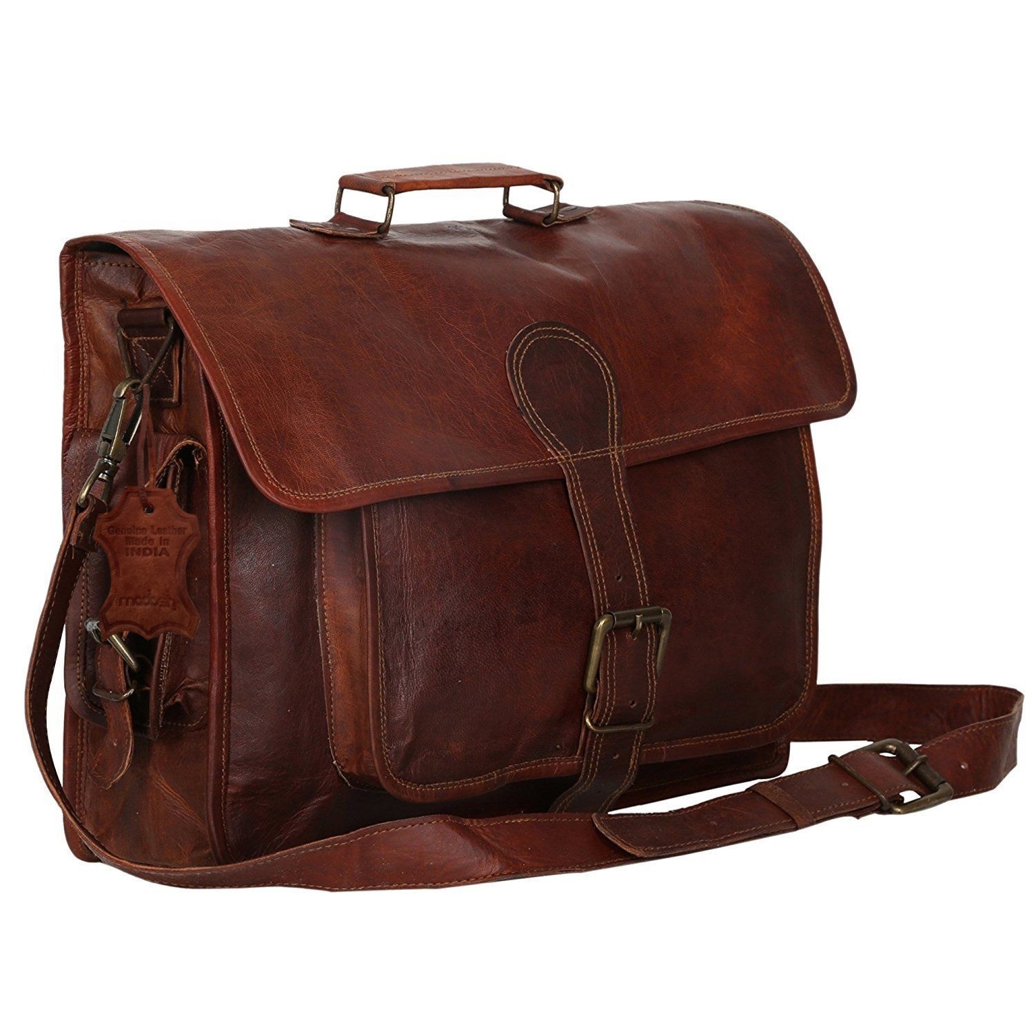 Mens Genuine Leather Vintage Briefcase Laptop Messenger Bag Shoulder Work Travel