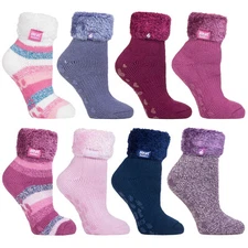 Heat Holders - Womens Non Slip Thermal Low Cut Slipper Bed Socks with Grips