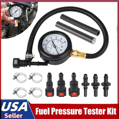 #ad #ad 100PSI Fuel Injection Pressure Tester Gauge with 3 Quick Connectors Set for Cars $12.99