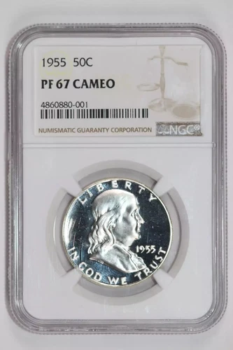 1955 PROOF FRANKLIN HALF DOLLAR NGC PR67 CAMEO