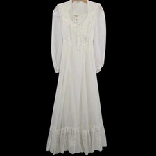 Gunne Sax Wedding Dress Size 11 Ivory Lace Vintage 70s Prairie Bridal Gown