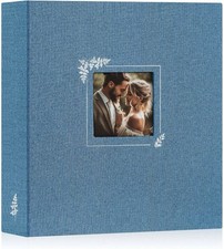 Lanpn Scrapbook Photo Album 8.5x11, Linen Window Design Cover Top Load 3 Ring Fo