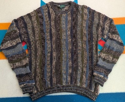 Vintage Tundra Sweater Coogi Style 3D Knit Cosby Ugly Christmas Canada 90s Large