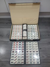 Mahjong Set in schwarzer Tragetasche - Fliesen mit Bambusrücken alle Teile versiegelt