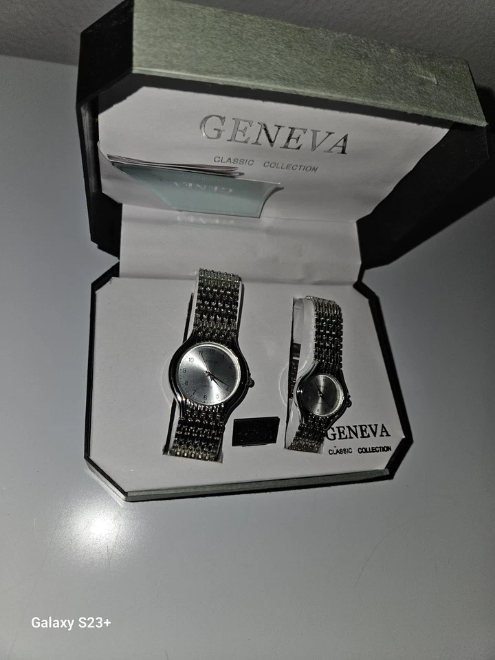 Juego de relojes de cuarzo Geneva Classic Collection para hombre y mujer Foto 3 de 4