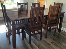 Rustic Sheesham Wood Dining Table & 6 Chairs